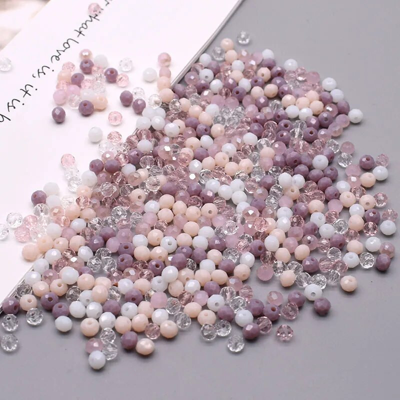 Νέο στυλ Μικτό χρώμα 4 χιλ. Κρυστάλλινες χάντρες Rondell Faceted Glass Beads Loose Spacer Beads for Jewelry Making DIY βραχιόλι