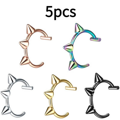 Piercing pentru nas fals din oțel inoxidabil de 10 mm Inele pentru sept inele C Clip pentru buze Cercei Inel pentru nas fals Bijuterii pentru corp pentru femei, fără perforare