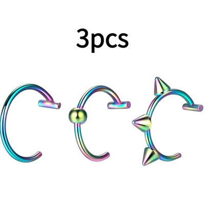 Piercing pentru nas fals din oțel inoxidabil de 10 mm Inele pentru sept inele C Clip pentru buze Cercei Inel pentru nas fals Bijuterii pentru corp pentru femei, fără perforare