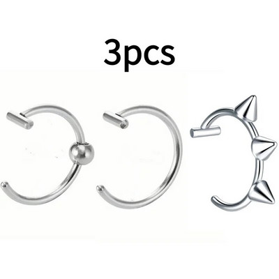 Piercing pentru nas fals din oțel inoxidabil de 10 mm Inele pentru sept inele C Clip pentru buze Cercei Inel pentru nas fals Bijuterii pentru corp pentru femei, fără perforare