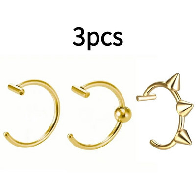 Piercing pentru nas fals din oțel inoxidabil de 10 mm Inele pentru sept inele C Clip pentru buze Cercei Inel pentru nas fals Bijuterii pentru corp pentru femei, fără perforare