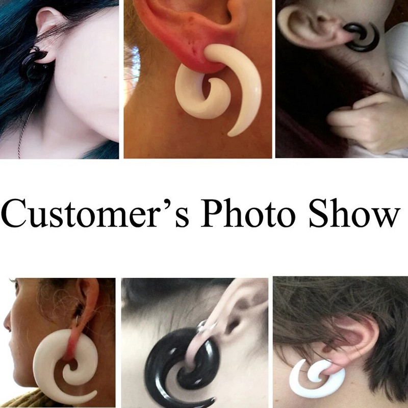 ΖΕΥΓΟΣ Ακρυλικά Ασπρόμαυρα Σπειροειδή κωνικά μετρητές αυτιού Stretching Ear Plug Tunnel Ear Expander Piercing για Unisex κοσμήματα 1,6mm-20mm