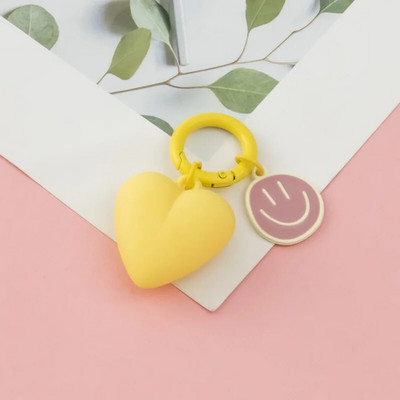 Jauka multfilma Smiley Face Kulons Persiku Sirds Vienkārši Kuloni Atslēgu piekariņš Sievietēm Pāris Aizdares Ķēdes Aksesuāri Dekorācijas Somas