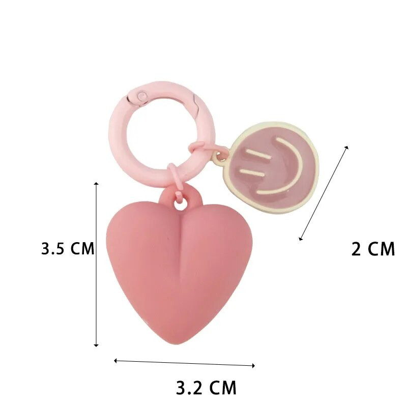 Jauka multfilma Smiley Face Kulons Persiku Sirds Vienkārši Kuloni Atslēgu piekariņš Sievietēm Pāris Aizdares Ķēdes Aksesuāri Dekorācijas Somas