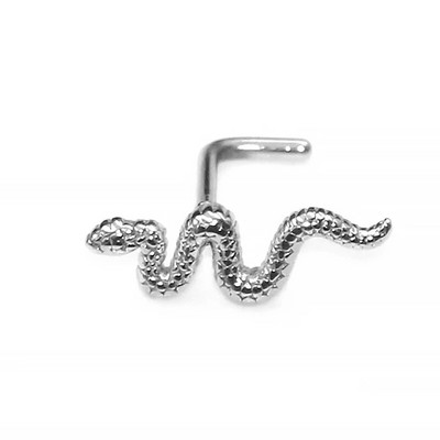 1Pc. L oblik za nos od nehrđajućeg čelika, ženski prsten za nos sa zmijskim dizajnom, prsten za usne, prsten za usne, piercing za nos, dar nakita