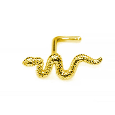 1Pc. L oblik za nos od nehrđajućeg čelika, ženski prsten za nos sa zmijskim dizajnom, prsten za usne, prsten za usne, piercing za nos, dar nakita