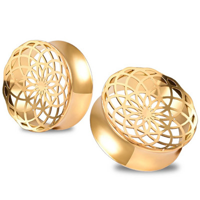 Doearko 2PCS ziedu ausu aizbāžņi nerūsējošā tērauda tuneļi nestuves mērinstrumenti paplašinātājs 8mm-25mm ķermeņa pīrsings modes rotaslietas dāvana