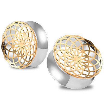 Doearko 2PCS ziedu ausu aizbāžņi nerūsējošā tērauda tuneļi nestuves mērinstrumenti paplašinātājs 8mm-25mm ķermeņa pīrsings modes rotaslietas dāvana