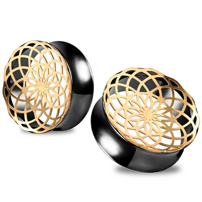 Doearko 2PCS ziedu ausu aizbāžņi nerūsējošā tērauda tuneļi nestuves mērinstrumenti paplašinātājs 8mm-25mm ķermeņa pīrsings modes rotaslietas dāvana