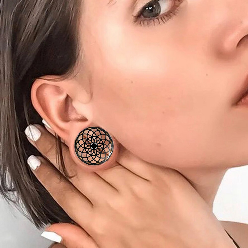 Doearko 2PCS ziedu ausu aizbāžņi nerūsējošā tērauda tuneļi nestuves mērinstrumenti paplašinātājs 8mm-25mm ķermeņa pīrsings modes rotaslietas dāvana