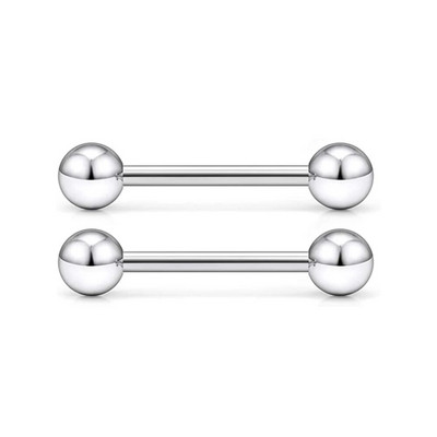 WKOUD 14G prstenovi za jezik od kirurškog čelika, ravne bradavice za bradavice, nakit za piercing za bradavice, dugi prsteni za jezik s mostom od utega