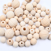 18 mm dabīgas, nepabeigtas, vītņotas koka krelles, apaļas koka šūnveida krelles rotaslietu izgatavošanai, DIY rokassprādzes pušķi