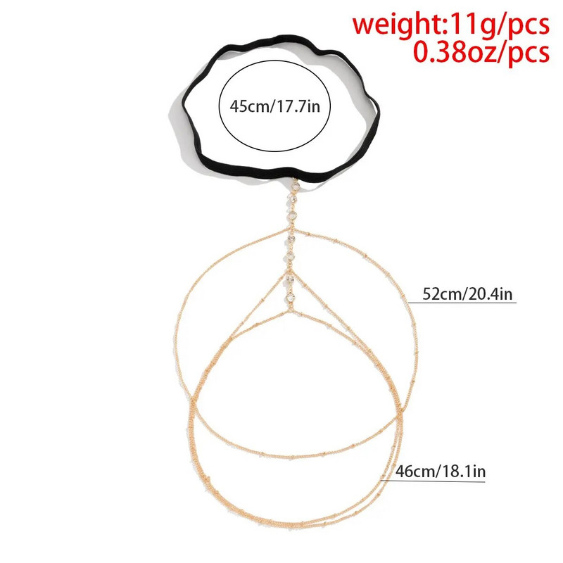 Boho Elastic Band Crystal Ging Thigh Chain for Women Summer Beach Sexy Tassel Multilayer Ρυθμιζόμενη Κοσμήματα Φόρεμα σώματος