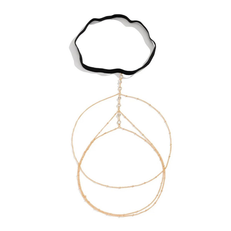 Boho Elastic Band Crystal Ging Thigh Chain for Women Summer Beach Sexy Tassel Multilayer Ρυθμιζόμενη Κοσμήματα Φόρεμα σώματος