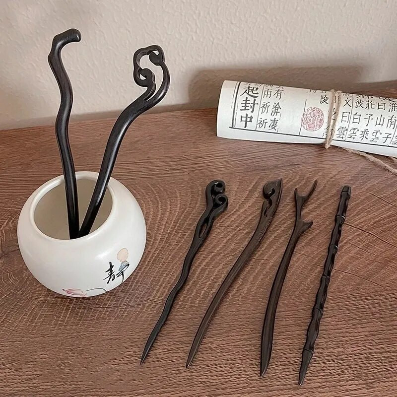 Jaunas sieviešu modes Vienkārša melna koka matadata Pieaugušajiem Sweet Matadatas Sieviešu matu aksesuāri Galvassegas