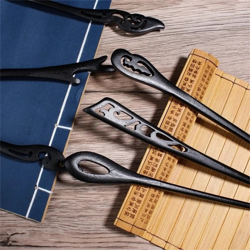 Jaunas sieviešu modes Vienkārša melna koka matadata Pieaugušajiem Sweet Matadatas Sieviešu matu aksesuāri Galvassegas