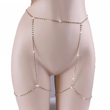 Мода 1PC Секси верига с кристали за крака Бижута за тяло Пясъчен плаж Блестяща верига за талия Вериги за корем Модерна верига за бедра