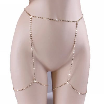 Fashion 1PC Sexy Rhinestone Leg αλυσίδα Body Jewellery Αμμώδης παραλία Shining Waist Chains Belly Chains Trendy αλυσίδα για μηρούς