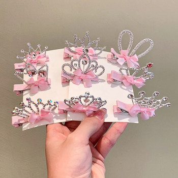 3D фиби с корона Детски шапки за момиче Принцеса Фиби за коса Аксесоари за малки момичета Страз