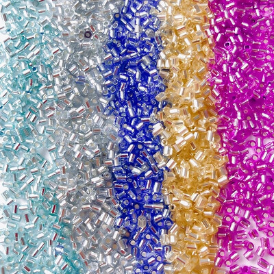 2mm Glass Seed Loose Beads Silver Color Inner Long Tube Charms DIY Craft Bracelet Jewelry Making Supplies Necklace Accessories