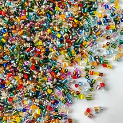 2mm Γυάλινοι σπόροι Χαλαρές Χάντρες Ασημί Χρώμα Εσωτερικό Μακρύ Σωλήνα Γούρια DIY Craft Βραχιόλι Κοσμήματα Προμήθειες Κατασκευής Κολιέ Αξεσουάρ