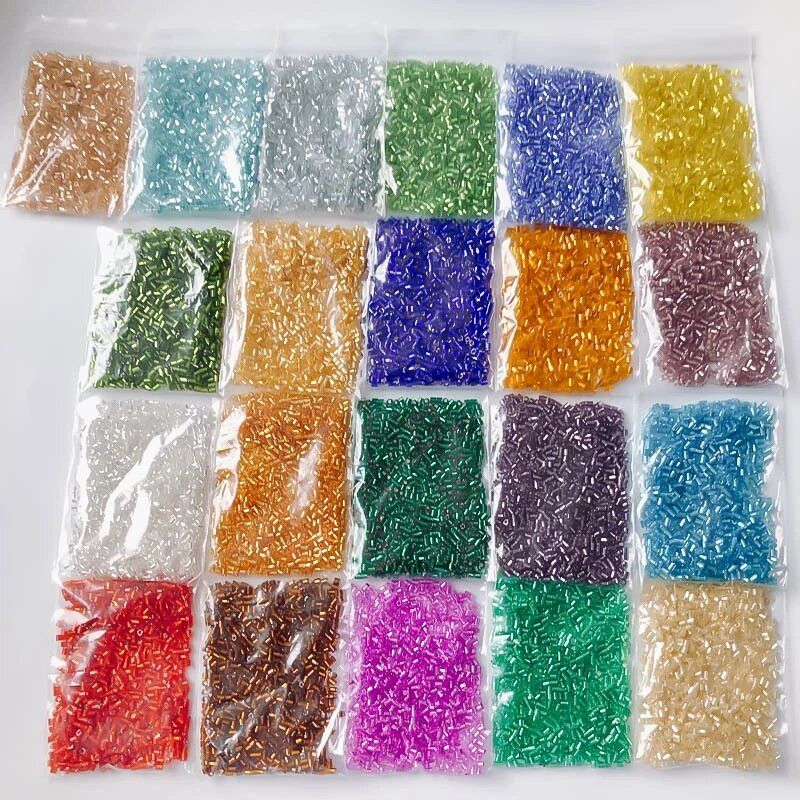 2mm Γυάλινοι σπόροι Χαλαρές Χάντρες Ασημί Χρώμα Εσωτερικό Μακρύ Σωλήνα Γούρια DIY Craft Βραχιόλι Κοσμήματα Προμήθειες Κατασκευής Κολιέ Αξεσουάρ