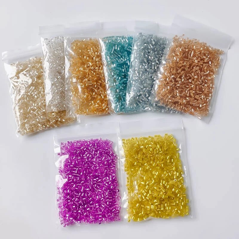 2mm Γυάλινοι σπόροι Χαλαρές Χάντρες Ασημί Χρώμα Εσωτερικό Μακρύ Σωλήνα Γούρια DIY Craft Βραχιόλι Κοσμήματα Προμήθειες Κατασκευής Κολιέ Αξεσουάρ