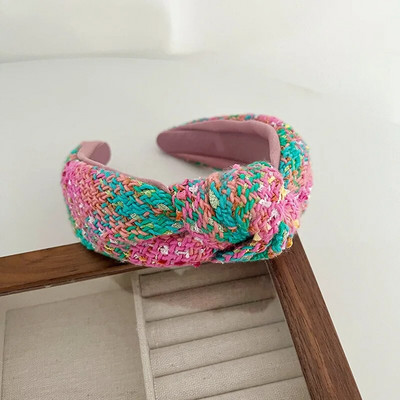 Rozā vilnas rozā mezgla matu lente galvas saite pieaugušajiem matiem aksesuāri Hair Jewley