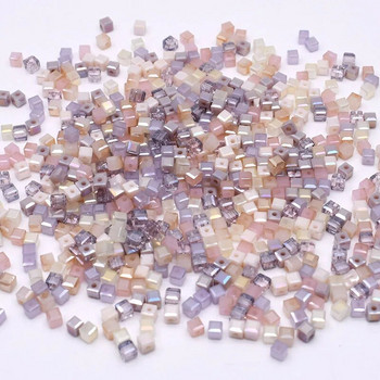 Pink Pur Цвят 3 4 5 mm Чешки стъклени кристални мъниста Куб квадратни кристални мъниста Талисмани Цветни бонбонени семена мъниста за изработка на бижута направи си сам