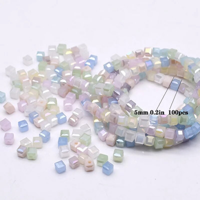 Rozā pur krāsa 3 4 5 mm čehu stikla kristāla krelles kubs kvadrātveida kristāla krelles piekariņi krāsa konfekšu sēklu krelles DIY rotaslietas izgatavošanai