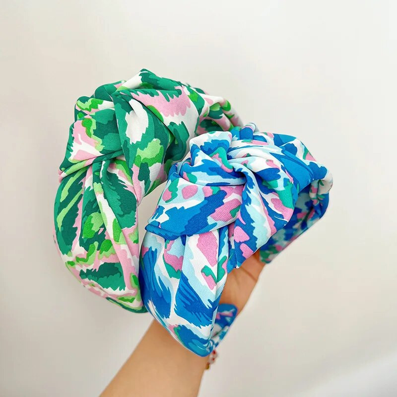 Sieviešu Meitenes Satīna Tiedye Ziedi Big Knot Matu Lente Galvas saite Pieaugušajiem Matu Aksesuāri Matu Jewley