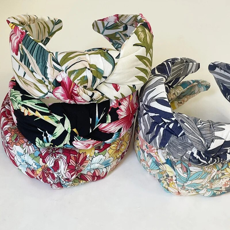 Bohēmijas kokvilnas ziedu mezgls matu lente galvas saite pieaugušajiem matu aksesuāri Hair Jewley