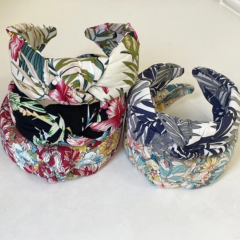 Bohēmijas kokvilnas ziedu mezgls matu lente galvas saite pieaugušajiem matu aksesuāri Hair Jewley