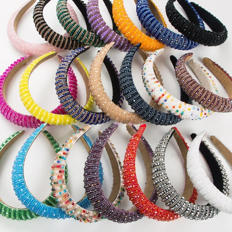 Ar rokām austas kristāla matu lentes no Eiropas un Amerikas, sieviešu baroka stila sūkļa biezināta galvas lente, vienkārši matu aksesuāri