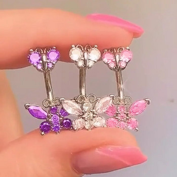1 τμχ Πεταλούδα Cz Δαχτυλίδι με κοιλιά Γυναικεία μόδα Glitter Δαχτυλίδι κοιλιάς Κοσμήματα Καρδιά Ομφαλός Piercing Barbell Crystal Pircing Ombligo