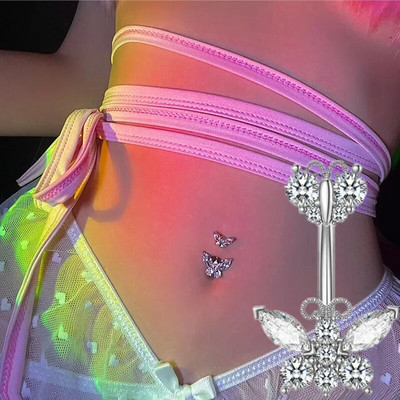 1 buc Inel pentru burtic Cz Fluture Inel pentru burtic cu sclipici de modă pentru femei Bijuterii Inimă Piercing pentru buric Barbell Crystal Pircing Ombligo