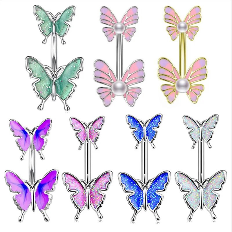 1 τμχ Πεταλούδα Cz Δαχτυλίδι με κοιλιά Γυναικεία μόδα Glitter Δαχτυλίδι κοιλιάς Κοσμήματα Καρδιά Ομφαλός Piercing Barbell Crystal Pircing Ombligo