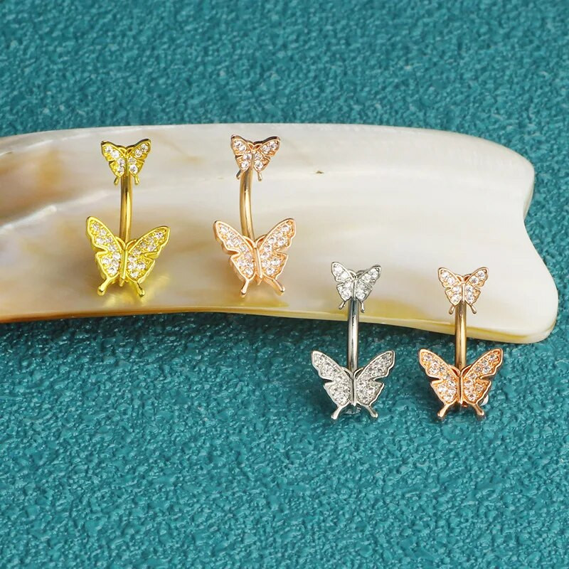 1 τμχ Πεταλούδα Cz Δαχτυλίδι με κοιλιά Γυναικεία μόδα Glitter Δαχτυλίδι κοιλιάς Κοσμήματα Καρδιά Ομφαλός Piercing Barbell Crystal Pircing Ombligo