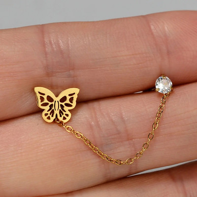 1 gab. Ķirurģiskā tērauda auss Tragus skrimšļa pīrsings cirkons, piekarināms ķēdes auskars gliemene Helix Lobe Stud dubultā pīrsings ķermeņa rotaslietas