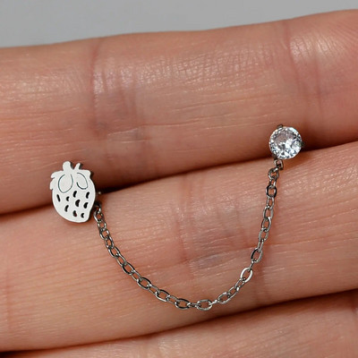 1 gab. Ķirurģiskā tērauda auss Tragus skrimšļa pīrsings cirkons, piekarināms ķēdes auskars gliemene Helix Lobe Stud dubultā pīrsings ķermeņa rotaslietas