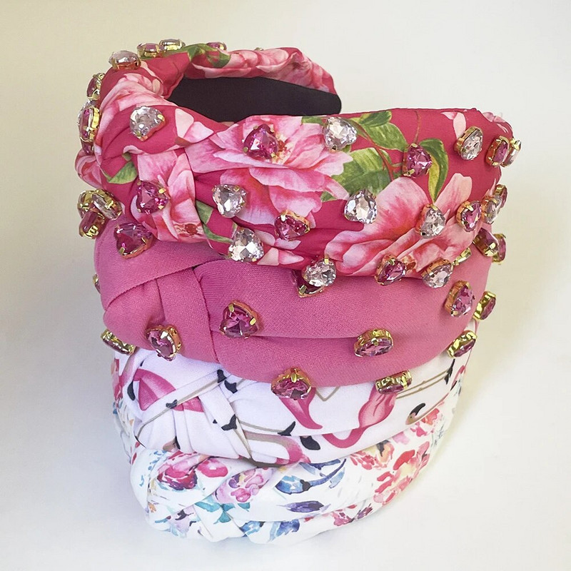 Valentīna diena Mīlestības Rhinestone ziedu mezgls matu lente Galvas lente Pieaugušajiem Matu Aksesuāri Hair Jewley