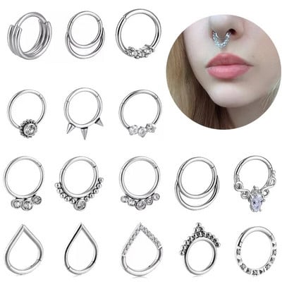 Пръстен за нос от неръждаема стомана Пиърсинг на преградата за жени Nariz Пиърсинг на ушния хрущял Tragus Goth Piercing Nez Opal Body Jewelry