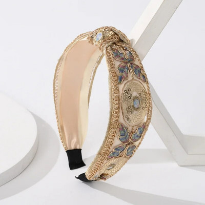 Izsmalcināti vintage tauriņu fliteri matu stīpa eleganta plata mala izšuvums ar rokām austs joker ziedu matu stīpa jauns stils