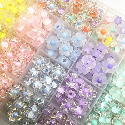 30pcs 12mm Matting/Transparency/AB Colour Acrylic Sunflowers Beads Loose Spacer Beads for Jewelry Making DIY Accessories
