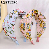 Lystrfac Νέα ανοιξιάτικη φλοράλ στάμπα Haiband για γυναίκες Μόδα σταυρός κόμπος χτένισμα Γυναικεία στεφάνη μαλλιών Γυναικεία αξεσουάρ μαλλιών