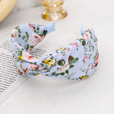 Lystrfac Νέα ανοιξιάτικη φλοράλ στάμπα Haiband για γυναίκες Μόδα σταυρός κόμπος χτένισμα Γυναικεία στεφάνη μαλλιών Γυναικεία αξεσουάρ μαλλιών