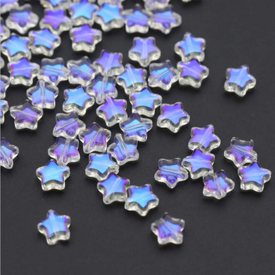 50PCS Color Star Beads 8mm Czech Glass Loose Spacer for Jewelry Making Hairpin Handmade Diy Accessories