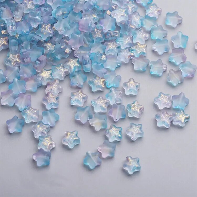 50 gab Krāsu zvaigžņu krelles 8 mm čehu stikla brīvs starplikas rotaslietu izgatavošanai matadata, ar rokām darināti aksesuāri