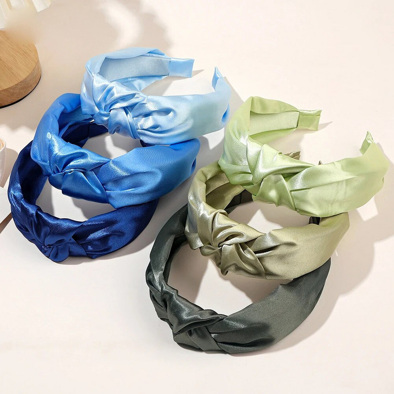 Κορεάτικες γυναίκες με κόμπους μπλε κεφαλόδεσμο για κορίτσια μονόχρωμο αντιολισθητικό στεφάνι κεφαλής γυναικεία μόδα αξεσουάρ μαλλιών