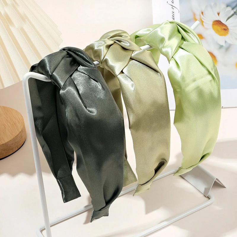 Κορεάτικες γυναίκες με κόμπους μπλε κεφαλόδεσμο για κορίτσια μονόχρωμο αντιολισθητικό στεφάνι κεφαλής γυναικεία μόδα αξεσουάρ μαλλιών